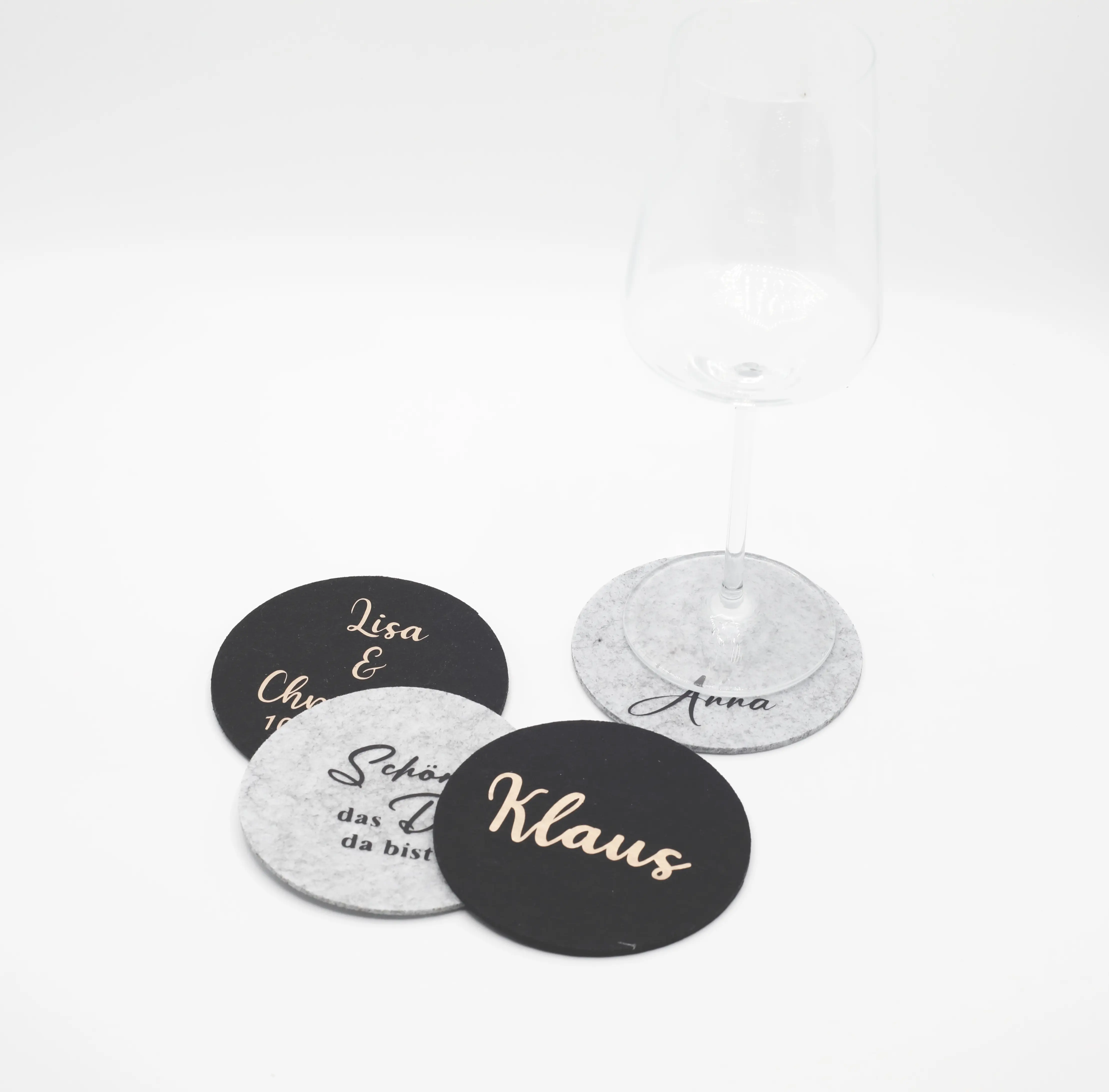 Filzuntersetzer Personalisiert inkl. Druck; 1 Set = 6 Stück